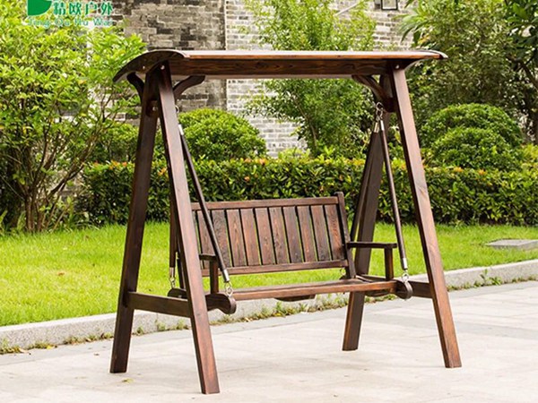 防腐木碳化木休闲秋千